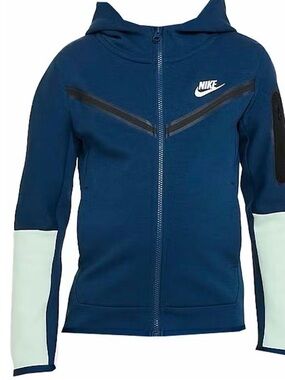 Nike Tech Kids Navy Blue and light blue Zip-Up Hoodie Jacket